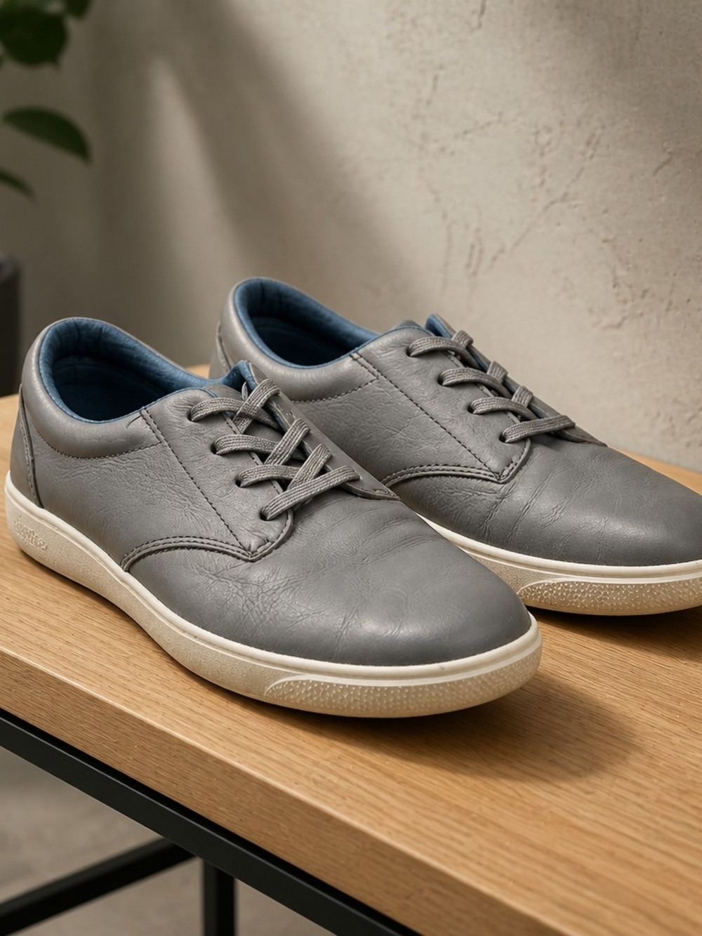 Cuater Men's Gray Slip-On Style Lace-Up Loafers